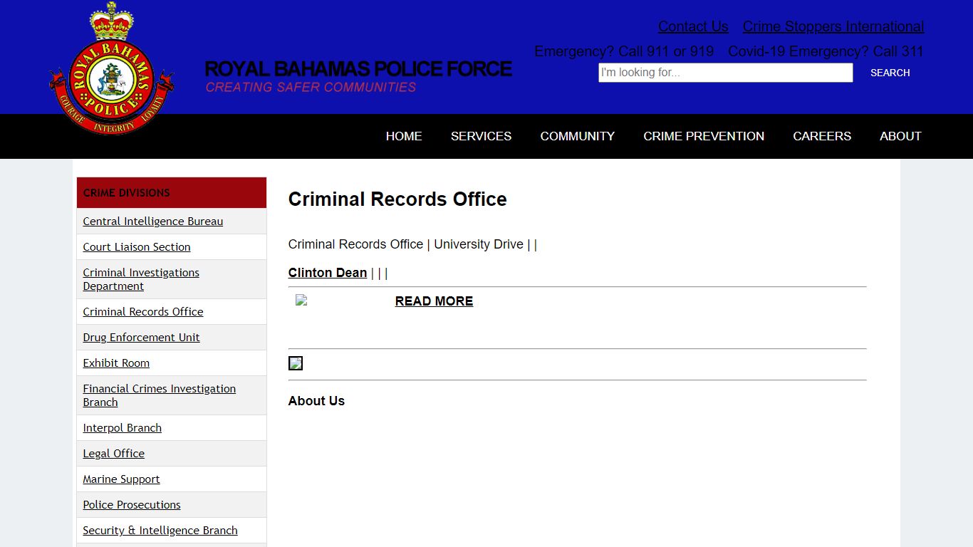 Criminal Records Office- RBPF - Royal Bahamas Police Force